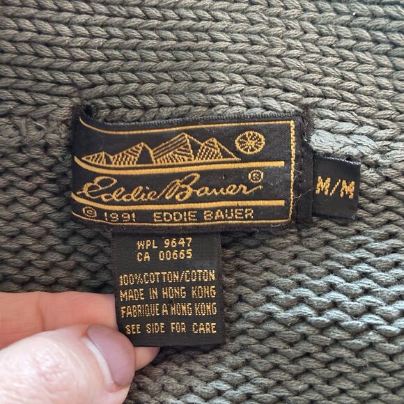 VTG Eddie Bauer Cardigan Sweater Women M Aztec Navajo Southwestern Green Pockets - Picture 9 of 11